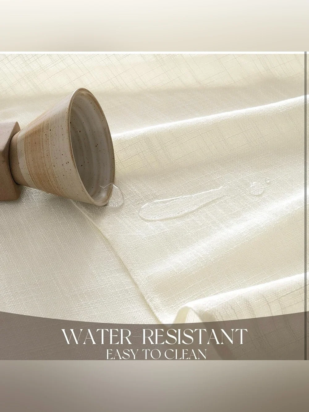 Linen Rectangle Tablecloth, 60x120 Inch Cream White Water Resistant
